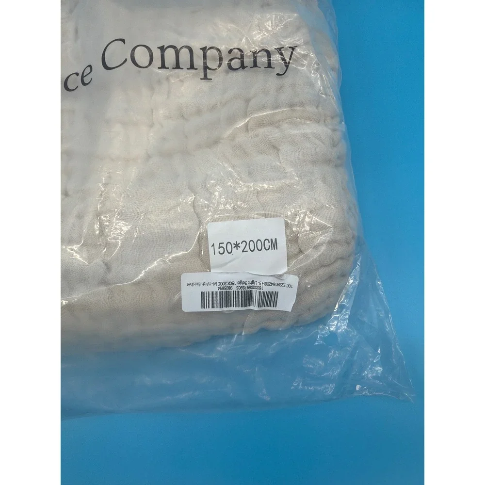 The Fleece Company Muslin Blanket 100% Cotton Large Throw Light Beige 150x200cm